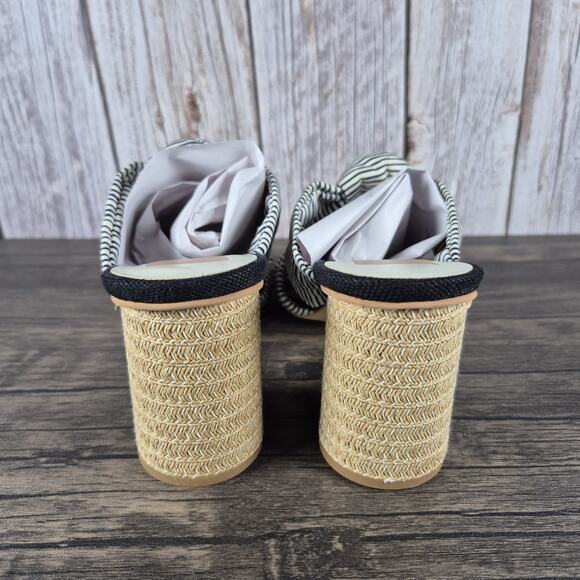 Dolce Vita Jene Block Heel Knotted Strap Stripes Sandals Women's Sz 8 BlackWhite - Picture 6 of 8